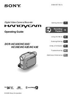 Sony DCR HC 32 E manual. Camera Instructions.